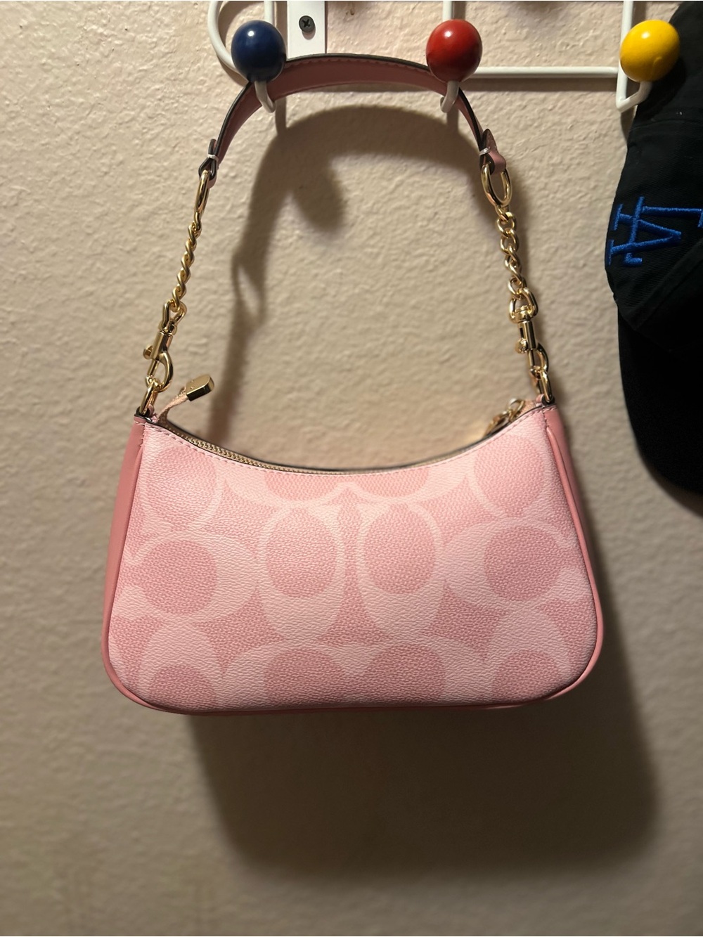 Coach Pink Signature Mini Shoulder Bag with Gold Hardware - Picture 2 of 3